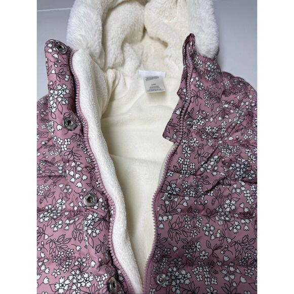 NWT Nicole Miller Size 6-9 months Girls Snow Suit Ruffle Faux Fur Floral Pink - Picture 8 of 13
